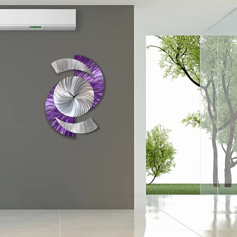 Purple Art Clock Titled "Elliptical" - Modern Elements Metal Art - 7739283722
