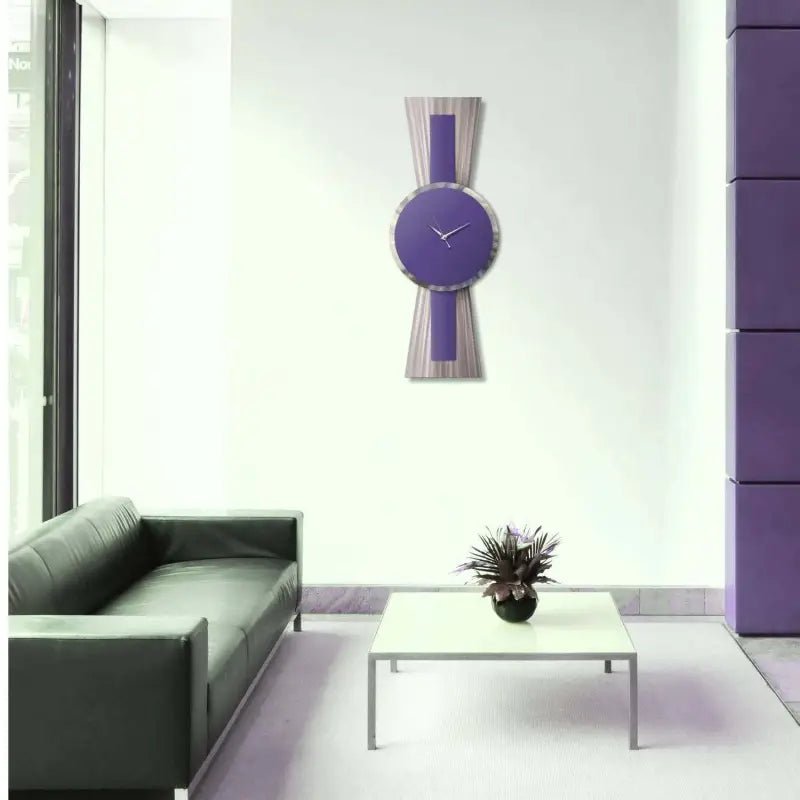 Purple Wall Clock Titled Sentinel - Modern Elements Metal Art - MJ354644