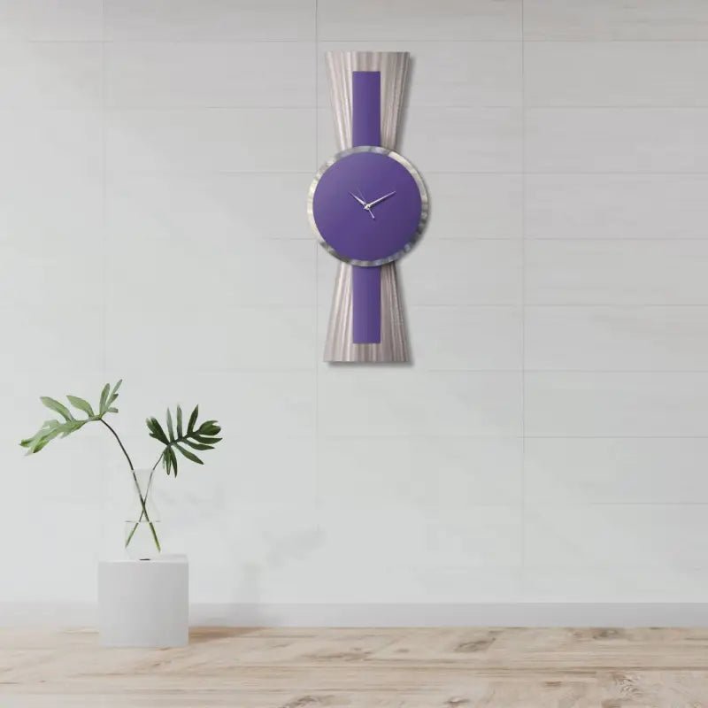 Purple Wall Clock Titled Sentinel - Modern Elements Metal Art - MJ354644