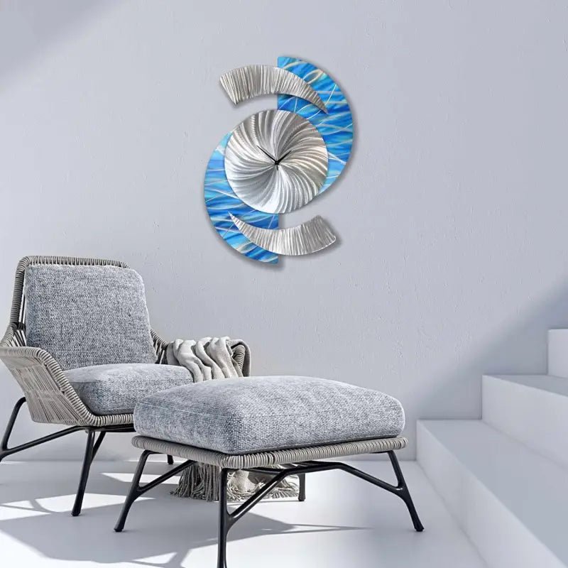 Quirky Wall Clock Titled "Elliptical" - Modern Elements Metal Art - 73839393