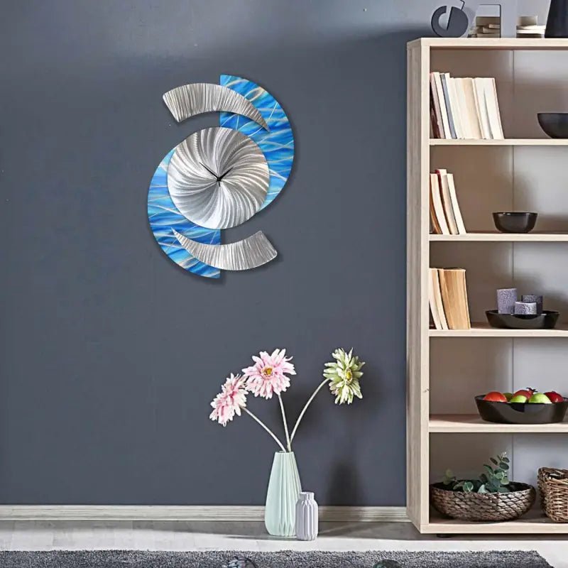 Quirky Wall Clock Titled "Elliptical" - Modern Elements Metal Art - 73839393