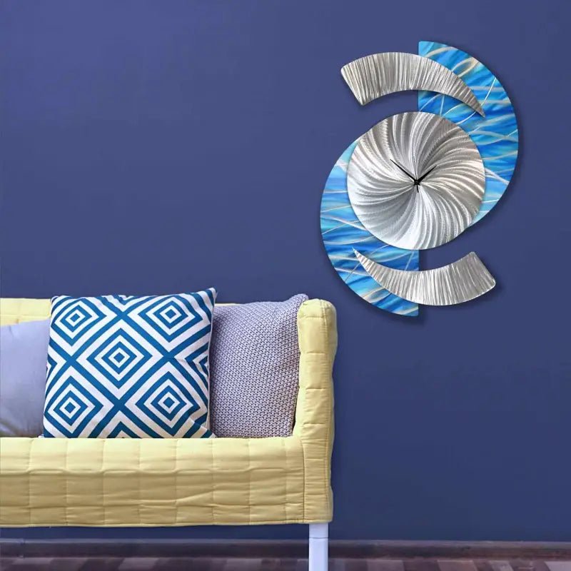 Quirky Wall Clock Titled "Elliptical" - Modern Elements Metal Art - 73839393