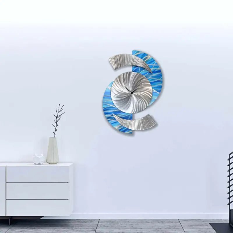 Quirky Wall Clock Titled "Elliptical" - Modern Elements Metal Art - 73839393