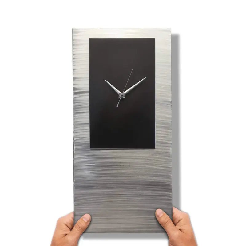 Rectangular Clock Titled "Proteus" - Modern Elements Metal Art - MO96UN2