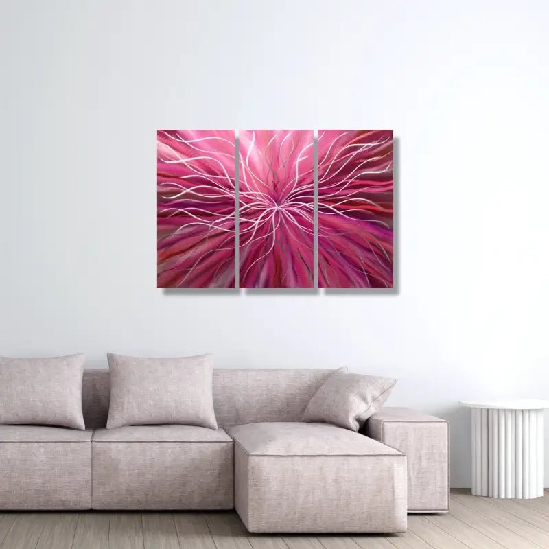 Red 3 Piece Metal Wall Art Titled "Radiation" - Modern Elements Metal Art - ME46582