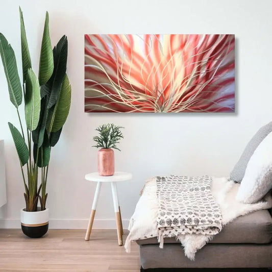 Red Wall Art Titled "Inbloom" (Red Edition) - Modern Elements Metal Art - ME4652249SX