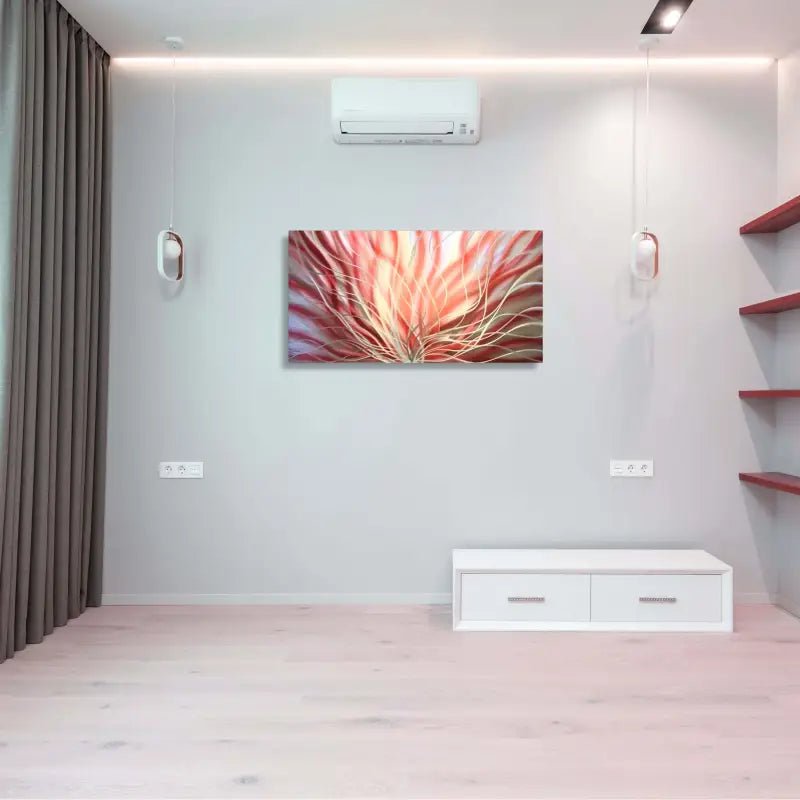 Red Wall Art Titled "Inbloom" (Red Edition) - Modern Elements Metal Art - ME4652249SX