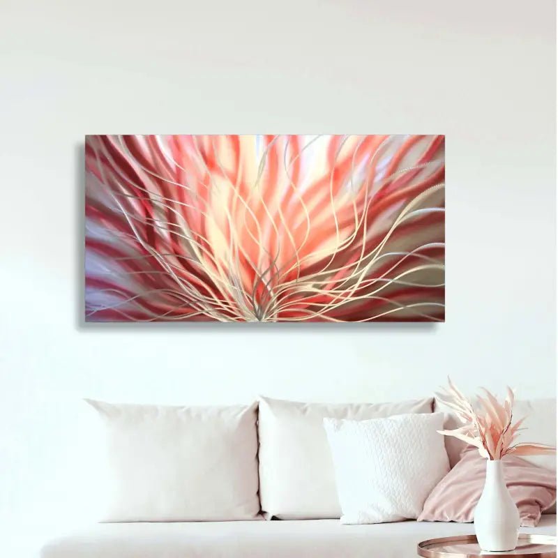 Red Wall Art Titled "Inbloom" (Red Edition) - Modern Elements Metal Art - ME4652249SX