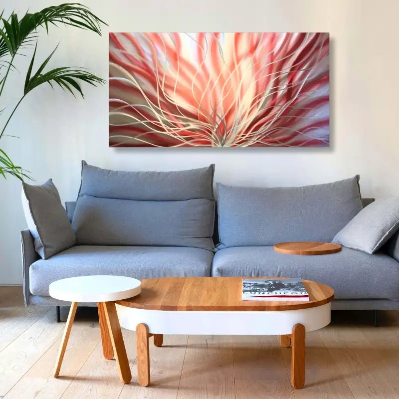 Red Wall Art Titled "Inbloom" (Red Edition) - Modern Elements Metal Art - ME4652249SX