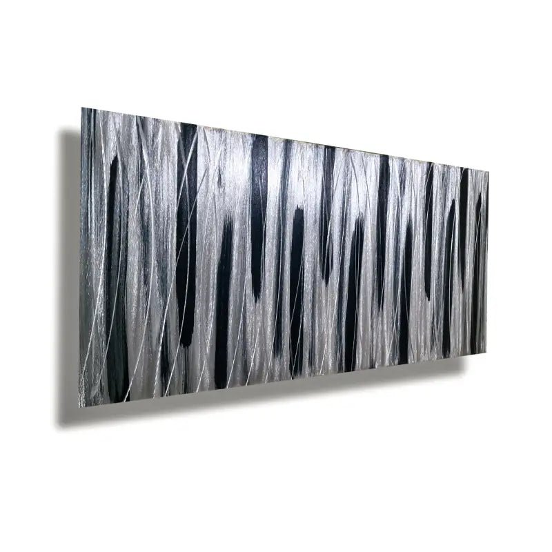 Silver and Black Wall Art Titled Stroke of Brilliance - Modern Elements Metal Art