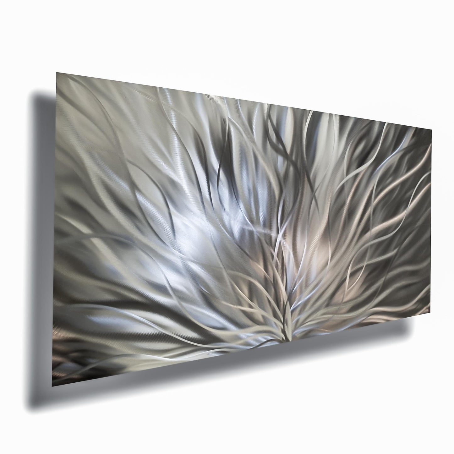 Silver Large Metal Wall Artwork Titled Inbloom - Modern Elements Metal Art - MY8FY6OI