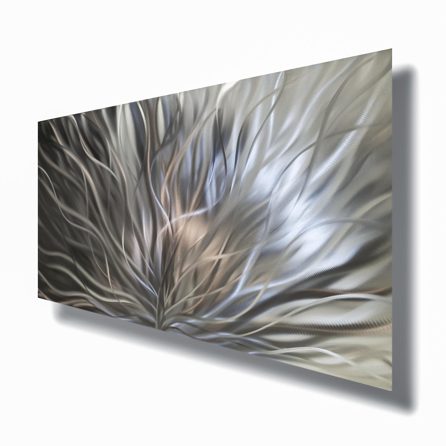 Silver Large Metal Wall Artwork Titled Inbloom - Modern Elements Metal Art - MY8FY6OI