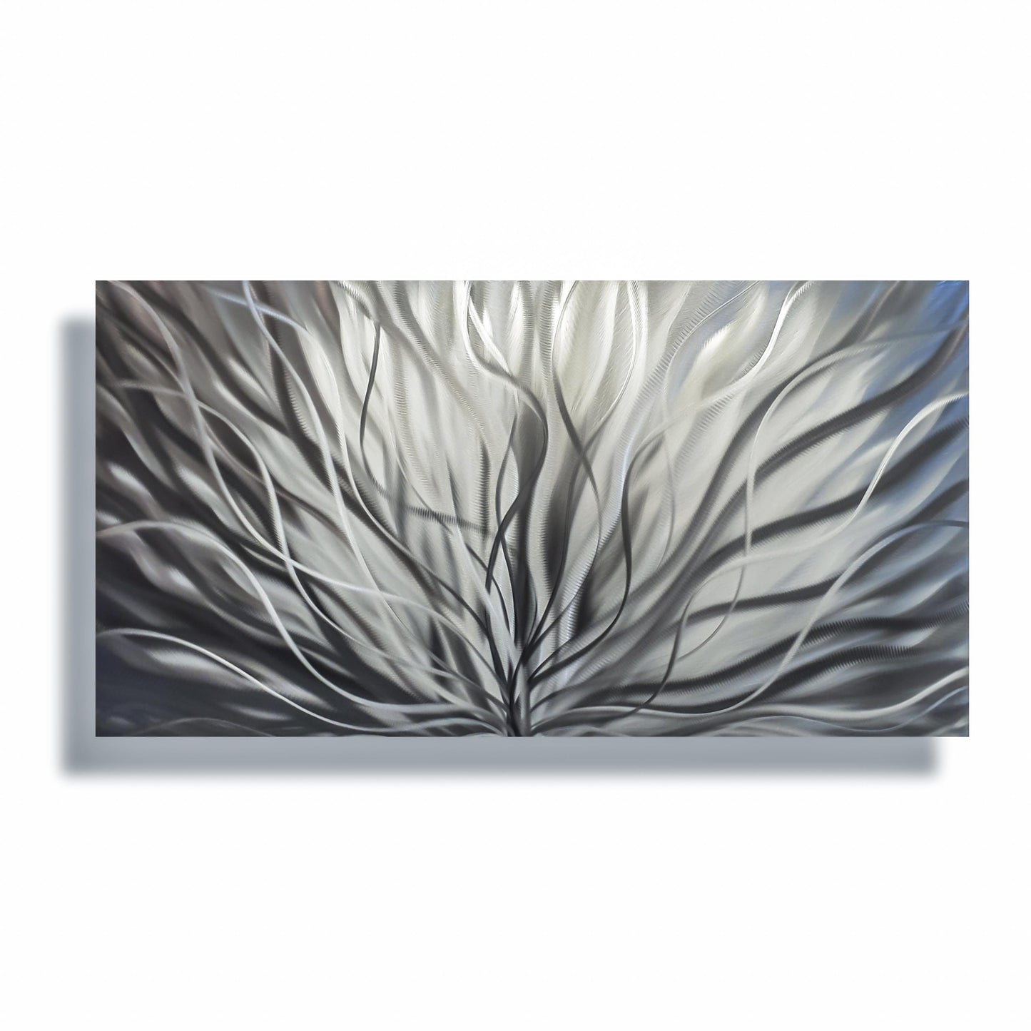 Silver Large Metal Wall Artwork Titled Inbloom - Modern Elements Metal Art - MY8FY6OI