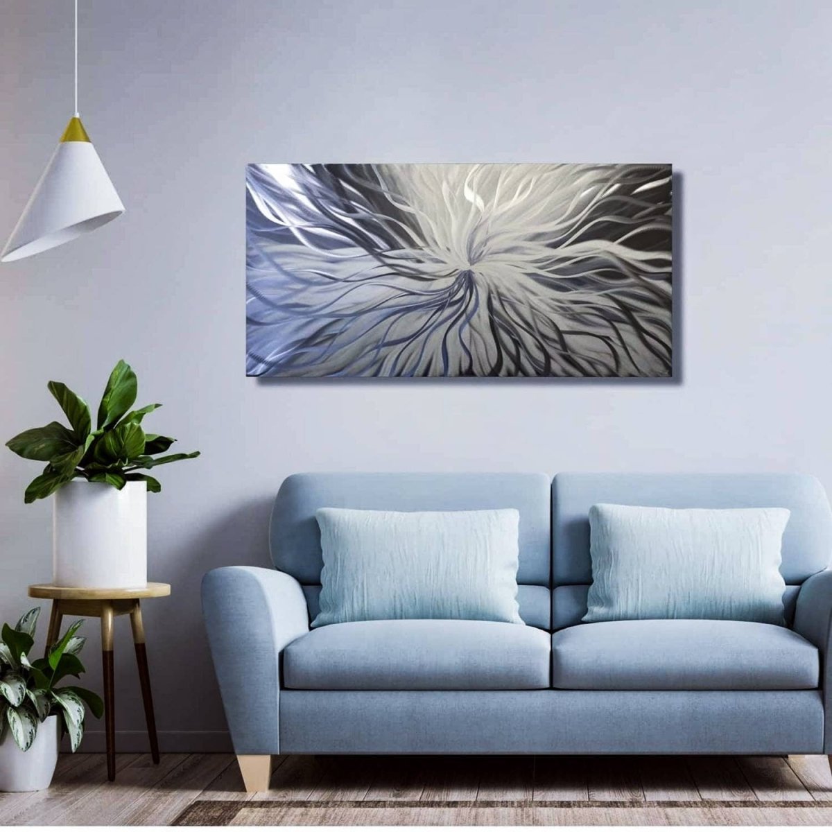 Silver Metal Wall Art – Handmade Modern Abstract Sculpture in Alloy - Modern Elements Metal Art - MY83JJSP