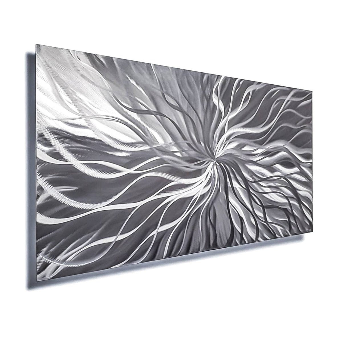 Silver Metal Wall Art – Handmade Modern Abstract Sculpture in Alloy - Modern Elements Metal Art - MY83JJSP