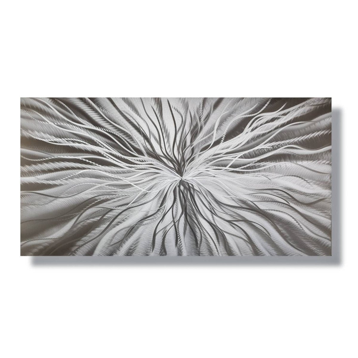 Silver Metal Wall Art – Modern 3D Abstract Sculpture Decor & Wall Hanging - Modern Elements Metal Art - MD686373