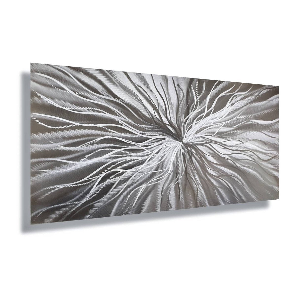 Silver Metal Wall Art – Modern 3D Abstract Sculpture Decor & Wall Hanging - Modern Elements Metal Art - MD686373