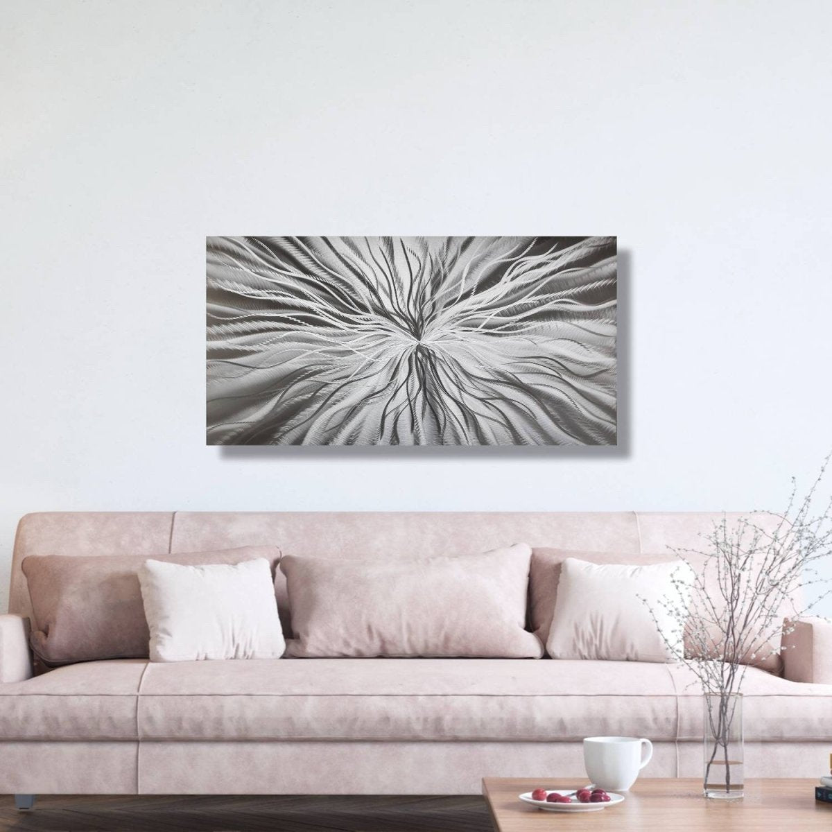 Silver Metal Wall Art – Modern 3D Abstract Sculpture Decor & Wall Hanging - Modern Elements Metal Art - MD686373