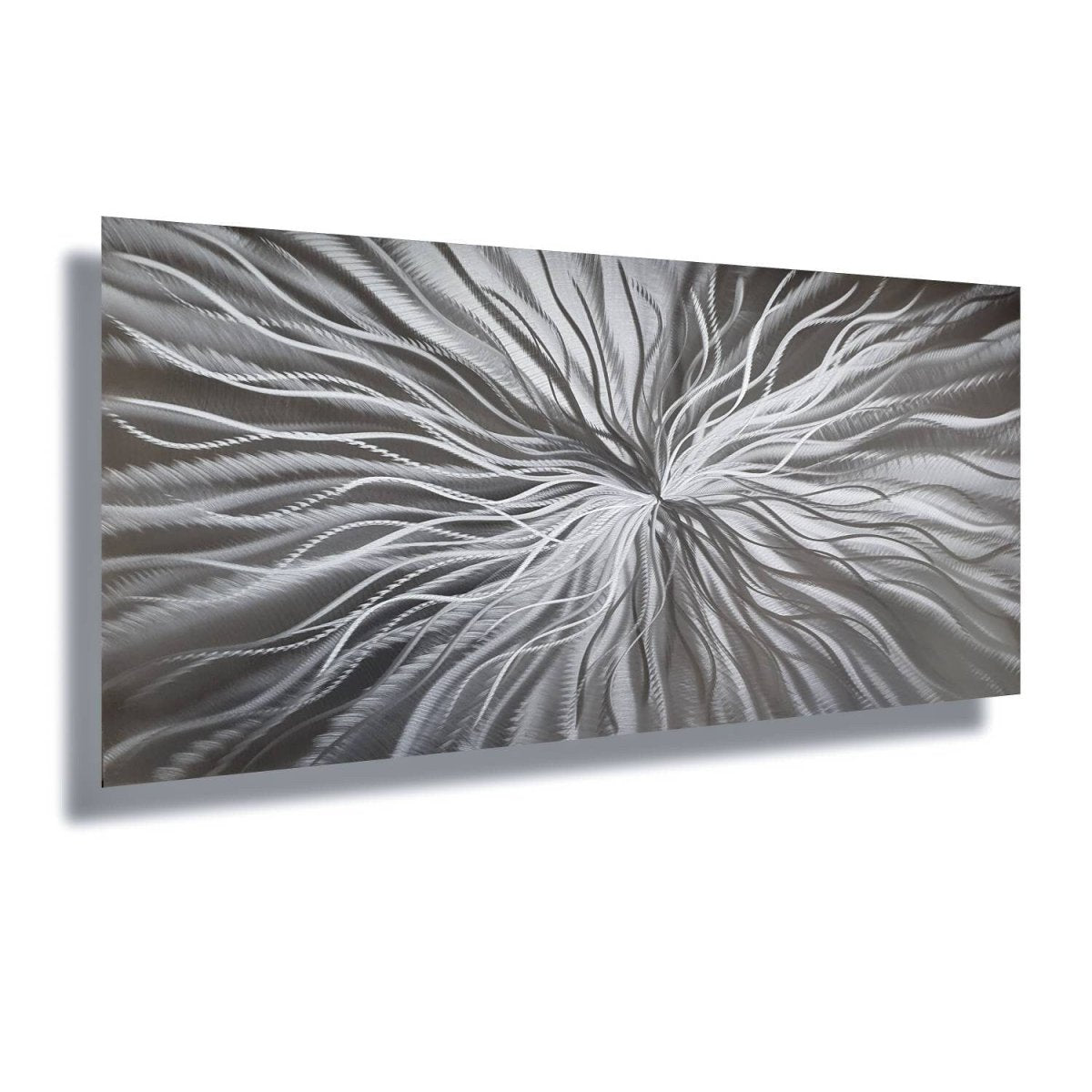 Silver Metal Wall Art – Modern 3D Abstract Sculpture Decor & Wall Hanging - Modern Elements Metal Art - MD686373