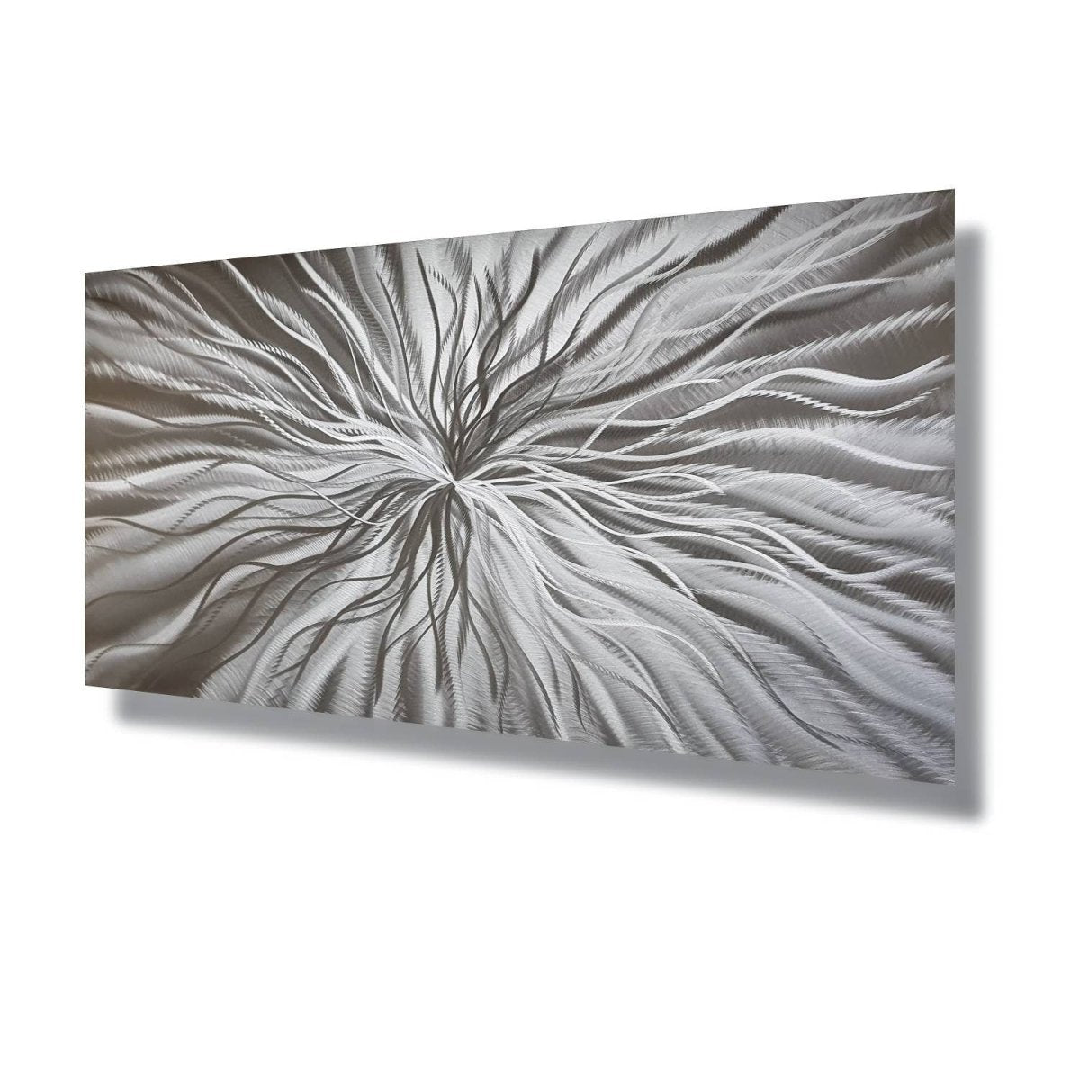 Silver Metal Wall Art – Modern 3D Abstract Sculpture Decor & Wall Hanging - Modern Elements Metal Art - MD686373