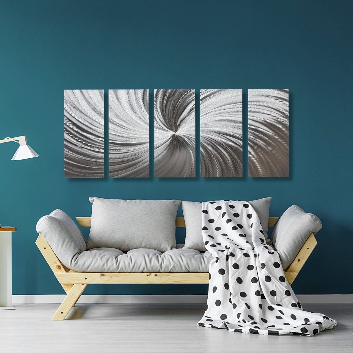 Silver Metal Wall Art – Modern Wall Sculpture Gallery Art Set for Contemporary Decor - Modern Elements Metal Art - SN6289K