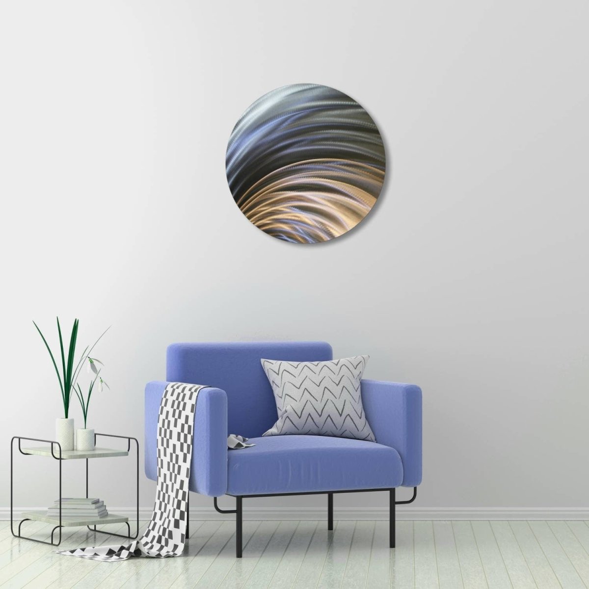 Silver Metal Wall Art - Moon Decor Round Hanging Sculpture - Modern Elements Metal Art - MJ8520KB