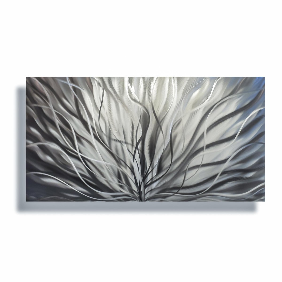 Silver Metal Wall Art Sculpture - Contemporary Design for Modern Home - Modern Elements Metal Art - MY8FY6OI