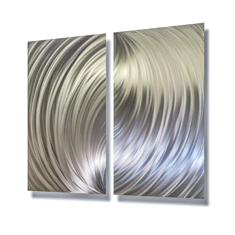 Silver Metal Wall Art Titled "Forces" - Modern Elements Metal Art - ME80663M - 4