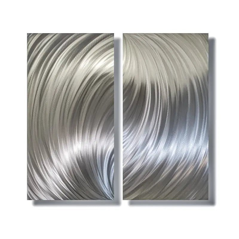Silver Metal Wall Art Titled "Forces" - Modern Elements Metal Art - ME80663M - 4