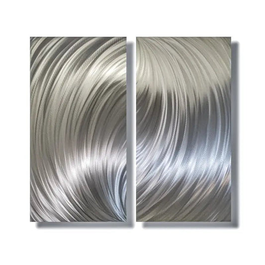 Silver Metal Wall Art Titled "Forces" - Modern Elements Metal Art - ME80663M - 4