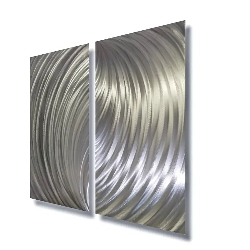 Silver Metal Wall Art Titled "Forces" - Modern Elements Metal Art - ME80663M - 4