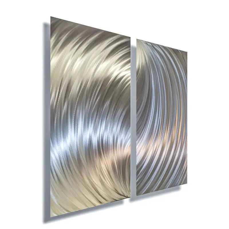 Silver Metal Wall Art Titled "Forces" - Modern Elements Metal Art - ME80663M - 4
