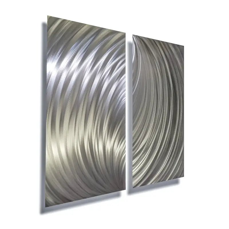 Silver Metal Wall Art Titled "Forces" - Modern Elements Metal Art - ME80663M - 4