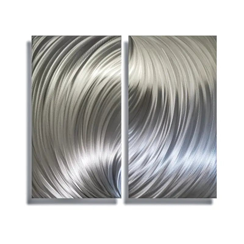 Silver Metal Wall Art Titled "Forces" - Modern Elements Metal Art - ME80663M - 4