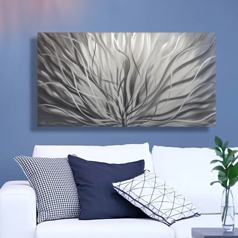Silver Metal Wall Art Titled "Inbloom" (Silver Edition) - Modern Elements Metal Art - ME4655SX