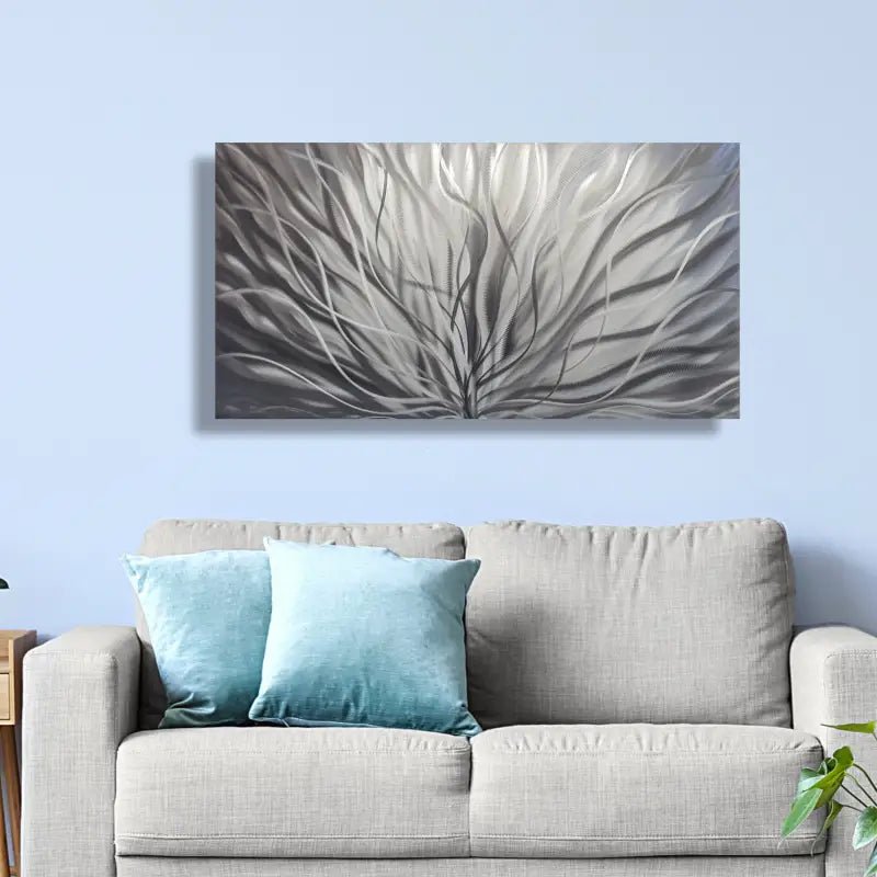 Silver Metal Wall Art Titled "Inbloom" (Silver Edition) - Modern Elements Metal Art - ME4655SX