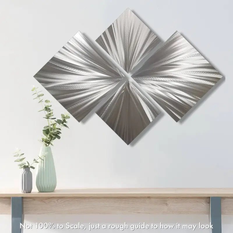 Silver Metal Wall Art Titled "Xplode" - Modern Elements Metal Art - M7829K1