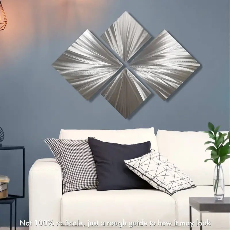 Silver Metal Wall Art Titled "Xplode" - Modern Elements Metal Art - M7829K1