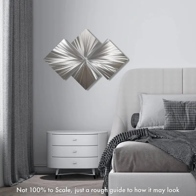 Silver Metal Wall Art Titled "Xplode" - Modern Elements Metal Art - M7829K1