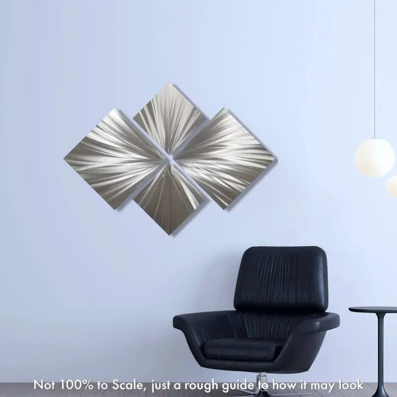 Silver Metal Wall Art Titled "Xplode" - Modern Elements Metal Art - M7829K1