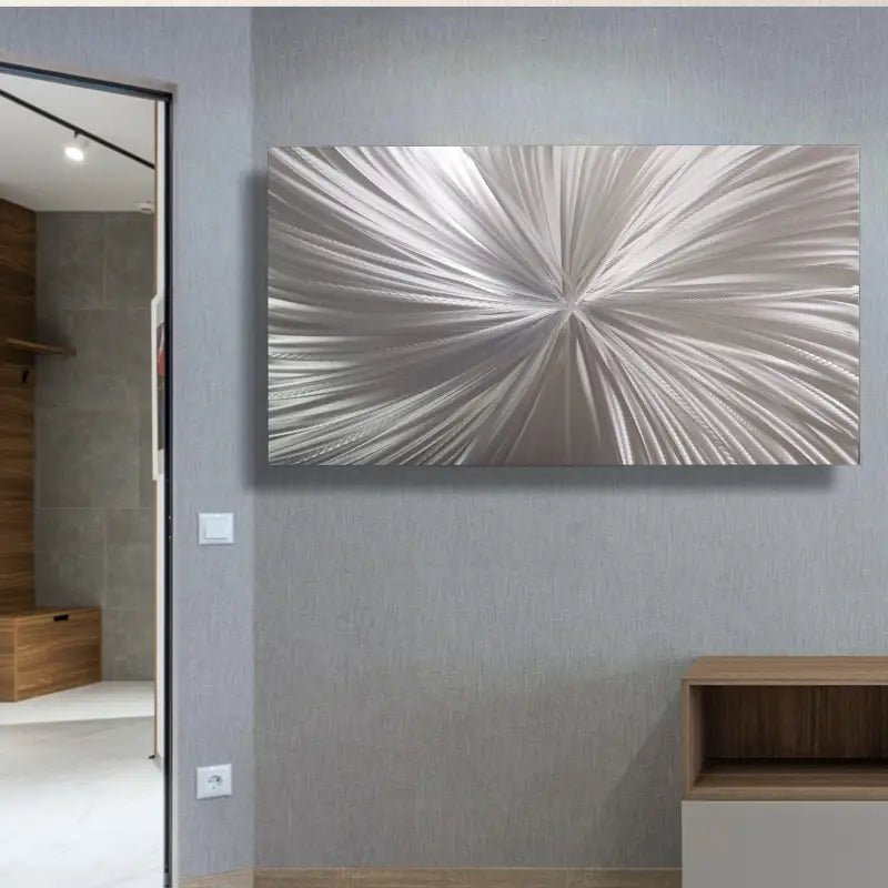 Silver Metal Wall Art Titled "Xplosion" - Modern Elements Metal Art - ME63799PX