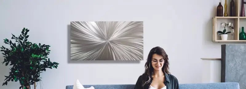 Silver Metal Wall Art Titled "Xplosion" - Modern Elements Metal Art - ME63799PX
