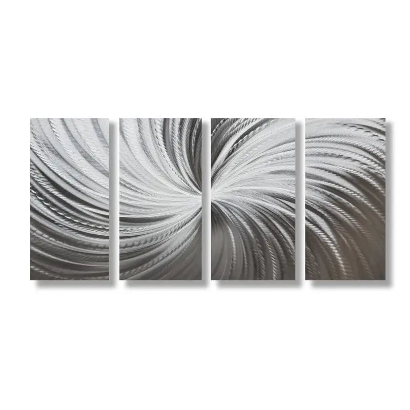 Silver Metal Wall Decor Titled "Silver Spiral" - Modern Elements Metal Art - MYKG930L