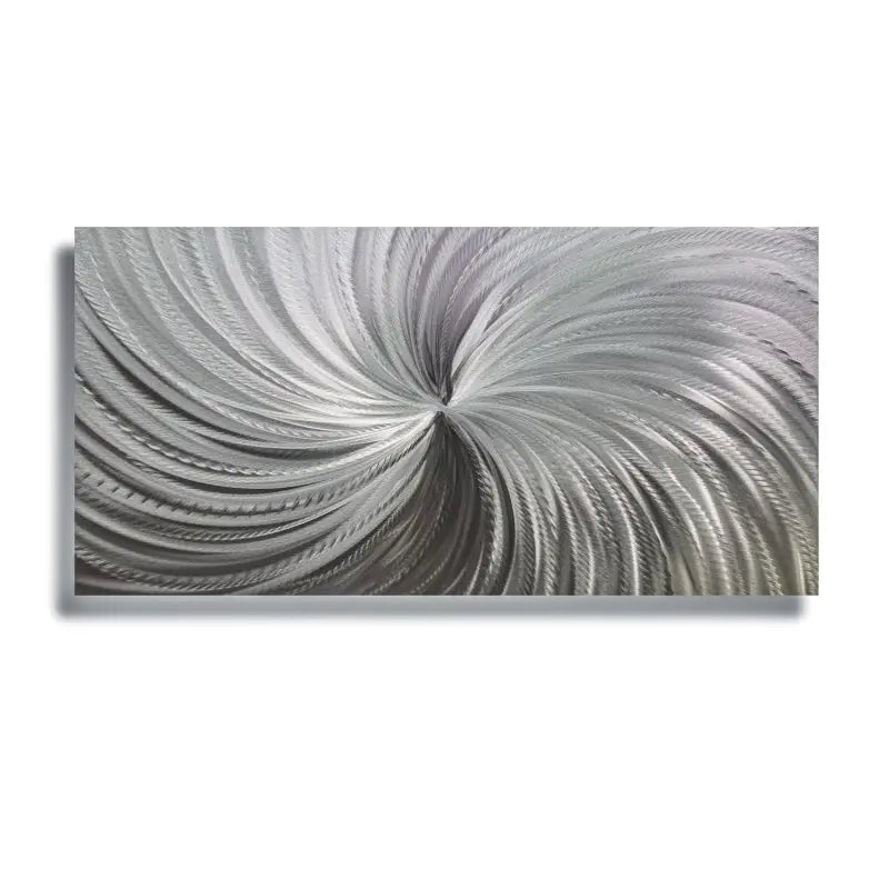 Silver Metal Wall Decor Titled "Silver Spiral" - Modern Elements Metal Art - MYKG930L - 1