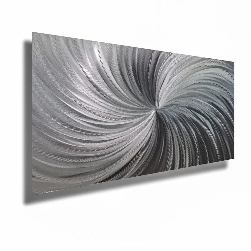 Silver Metal Wall Decor Titled "Silver Spiral" - Modern Elements Metal Art - MYKG930L - 1