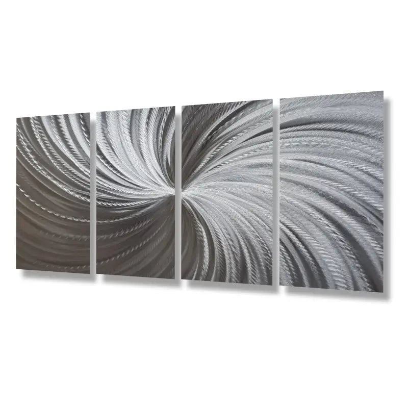 Silver Metal Wall Decor Titled "Silver Spiral" - Modern Elements Metal Art - MYKG930L