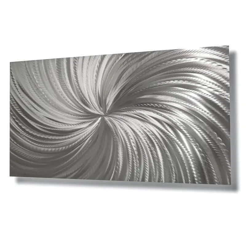 Silver Metal Wall Decor Titled "Silver Spiral" - Modern Elements Metal Art - MYKG930L - 1