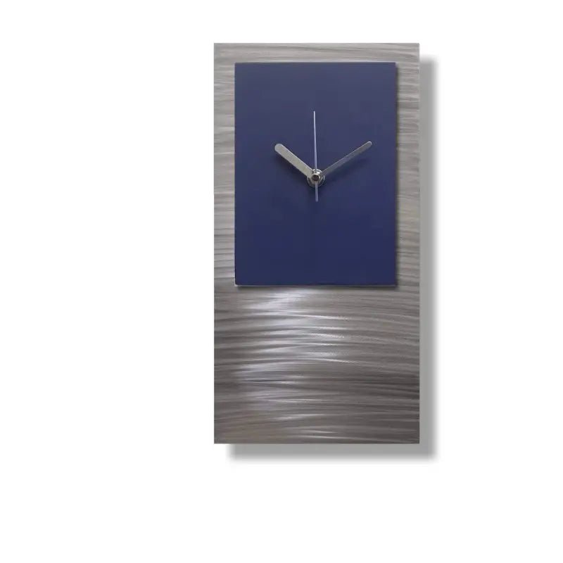 Silver & Navy Blue Wall Clock Titled "Ariel - Modern Elements Metal Art - HA7628KH