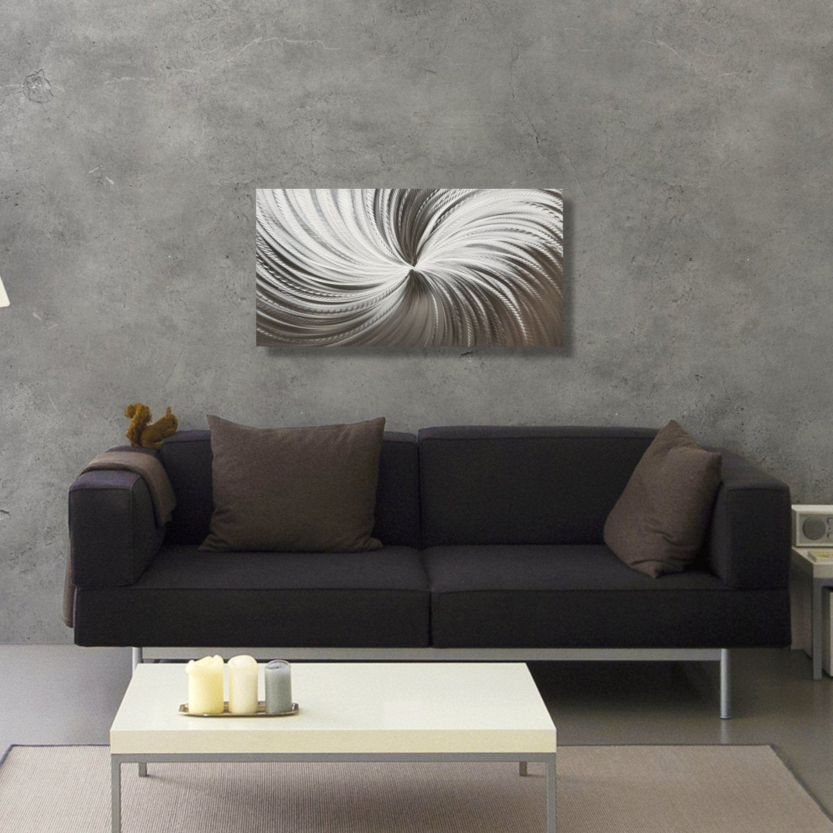 Silver Spiral Metal Wall Art | Large Modern Abstract Sculpture | Handmade Artwork - Modern Elements Metal Art - MYKG930D
