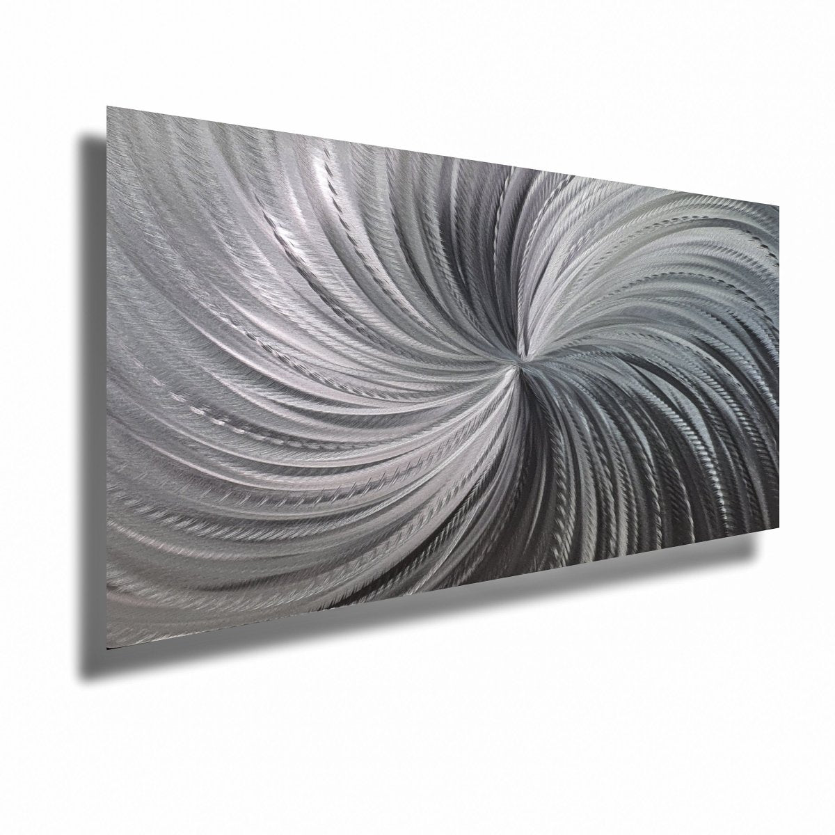 Silver Spiral Metal Wall Art | Large Modern Abstract Sculpture | Handmade Artwork - Modern Elements Metal Art - MYKG930D